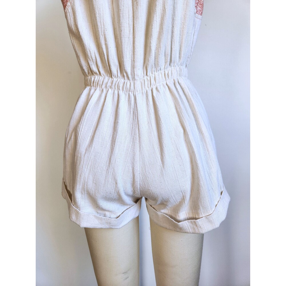 Vintage Mini Romper Jumpsuit Overall - Short Shorts Overall Boho Bohemian 80s XS - Picture 10 of 10